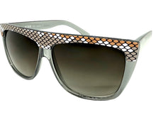 Oversized Classic Vintage Retro Style SUNGLASSES Large Gray Snakeskin Frame 1201