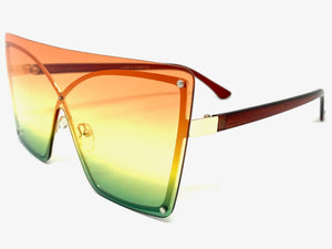 Oversized Exaggerated Modern Retro Shield Style SUNGLASSES Large Flat Multicolor Lens E0443