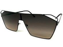 Oversized Sleek Modern Retro Shield Style SUNGLASSES Large Black Frame 4577