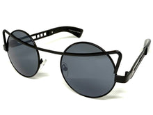 Classic Vintage Retro Steampunk Style SUNGLASSES Round Black Frame - Dark Lens A137