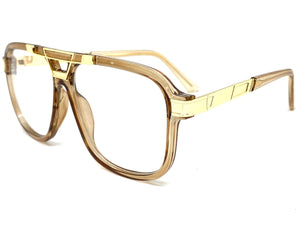 Classic Vintage Retro Hip Hop Rapper Style Clear Lens EYEGLASSES Nude & Gold Frame 8529