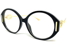 Oversized Vintage Retro Style Clear Lens EYEGLASSES Large Black & Gold Frame 89474