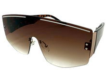 Oversized Futuristic Modern Retro Shield Style SUNGLASSES Large Flat Brown Lens 10858