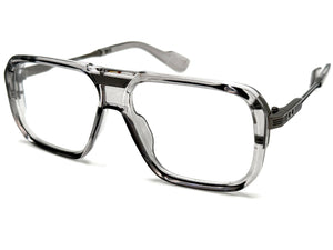Classic Vintage Retro Hip Hop Rapper Style Clear Lens EYEGLASSES Gray & Gunmetal Frame 76006