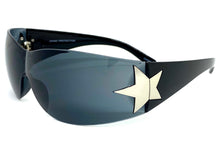 Classy Elegant Contemorary Modern Shield Wrap Style SUNGLASSES Black Frame 80473
