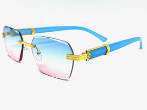 Men's Classy Elegant Luxury Retro Hip Hop Style SUNGLASSES Gold Rimless Frame 7522