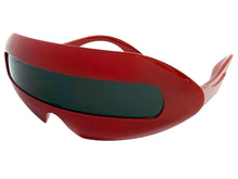 Oversized Space Futuristic Robotic Cyclops Shield Costume Party SUNGLASSES Large Red Frame 1230