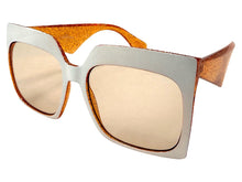 Oversized Exaggerated Vintage Retro Style SUNGLASSES X-Large Square White Frame 49308