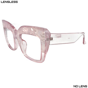 Oversized Classic Vintage Retro Style Large Thick Square Pink Lensless Eye Glasses- Frame Only NO Lens 4745