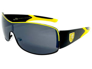 Classic Contemporary Modern Wrap Style SUNGLASSES Sleek Black & Yellow Frame 3734