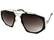 Exaggerated Classic Vintage Retro Style SUNGLASSES Unique Black & Silver Frame 4464