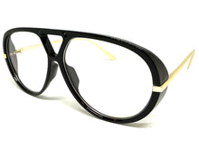 Oversized Classic Vintage Retro Hip Hop Style Clear Lens EYEGLASSES Large Black & Gold Frame 26008