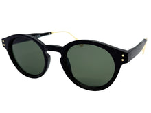 Classic Elegant Vintage Retro Style SUNGLASSES Round Black Frame - Dark Green Lens 81011