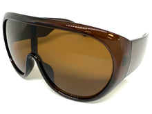 Oversized Exaggerated Modern Rerto Shield Style SUNGLASSES Large Brown Frame 68246