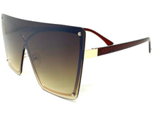 Oversized Exaggerated Modern Retro Shield Style SUNGLASSES Large Flat Brown Lens E0443