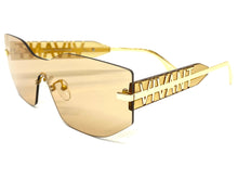 Contemporary Modern Shield Style SUNGLASSES Rimless Champagne Frame 5232