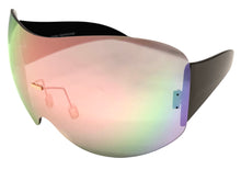 Oversized Exaggerated Modern Retro Shield Style SUNGLASSES X-Large Frame - Pink Lens 4679