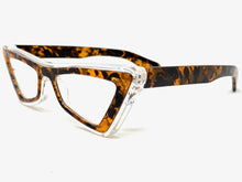 Classy Elegant Modern Retro Cat Eye Style Clear Lens with Slight Tint SUNGLASSES Leopard Frame E1997