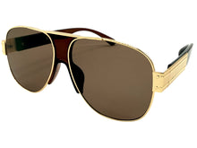 Classic Hardcore Biker Gangster Hip Hop Rapper Style SUNGLASSES Gold & Brown Frame - Brown Lens 4000
