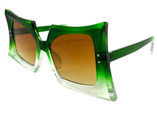 Oversized Vintage Retro Style SUNGLASSES Large Funky Green Frame 80847