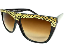 Oversized Classic Vintage Retro Style SUNGLASSES Large Brown Snakeskin Frame 1201