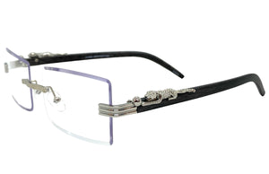 Classy Elegant Luxury Modern Designer Style Clear Lens EYEGLASSES Silver Rimless Frame 5302