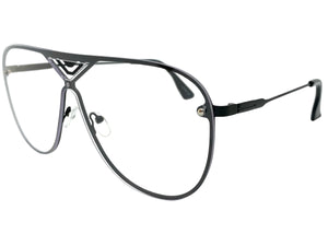Oversized Modern Retro Shield Style Clear Lens SUNGLASSES Large Black Frame 4294