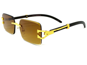 Classy Elegant Sophisticated Luxury Hip Hop Style SUNGLASSES Rimless Gold Frame 5210