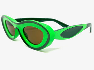 Contemporary Modern Retro Raver Party SUNGLASSES Funky Green Frame 2123