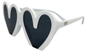 Oversized Exaggerated Retro Style SUNGLASSES Heart Shape White Frame 68159