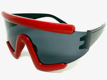 Oversized Exaggerated Modern Rerto Shield Style SUNGLASSES Large Red Frame 63290