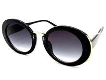 Exaggerated Vintage Retro Funky Hippie Style SUNGLASSES Round Black & Gold Frame P8216