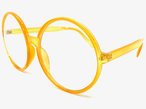 Oversized Vintage Retro Style Clear Lens EYEGLASSES X-Large Round Orange Frame 80828