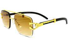 Men's Classy Elegant Luxury Retro Hip Hop Style SUNGLASSES Gold & Faux Wood Frame 5256