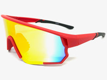 Oversized Retro Sporty Wrap Around Style SUNGLASSES Large Red Frame 9046