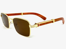 Classy Elegant Sophisticated Luxury Style SUNGLASSES Gold & Wooden Frame 27677