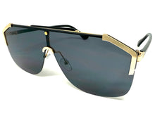 Classy Elegant Modern Retro Shield Style SUNGLASSES Large Gold Frame 8380