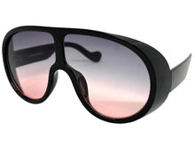 Oversized Exaggerated Vintage Retro Shield Style SUNGLASSES X-Large Black Frame - Gradient Lens 58843