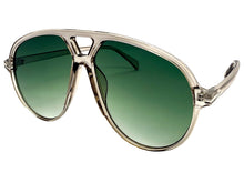 Oversized Vintage Retro Style SUNGLASSES Large Gray Frame - Green Lens 81022