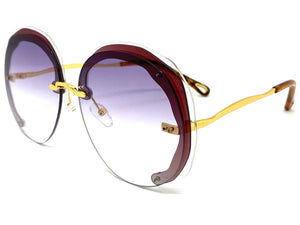 Exaggerated Classic Vintage Retro Style SUNGLASSES Round Light Purple Lens 2272