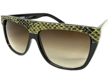 Oversized Classic Vintage Retro Style SUNGLASSES Large Black Snakeskin Frame 1201