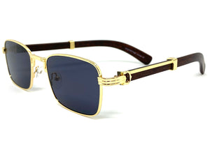 Classy Elegant Sophisticated Luxury Style SUNGLASSES Gold & Wooden Frame 27677