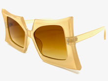 Oversized Vintage Retro Style SUNGLASSES Large Funky Tan Frame 80847