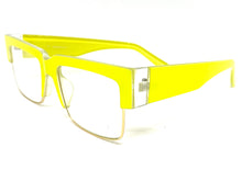 Classy Contemporary Modern Retro Clear Lens EYEGLASSES Neon Yellow & Gold Frame 8259