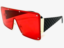 Oversized Contemporary Modern Retro Shield Style SUNGLASSES Large Flat Red Lens 96312