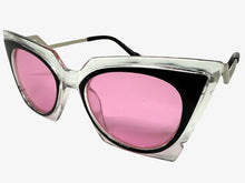 Classic Vintage Retro Cat Eye Style SUNGLASSES Funky Clear & Black Frame 1720