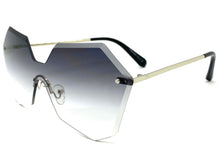 Sleek Modern Retro Shield Style SUNGLASSES Silver Rimless Frame 7756