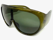 Oversized Exaggerated Modern Rerto Shield Style SUNGLASSES Large Olive Green Frame 68246