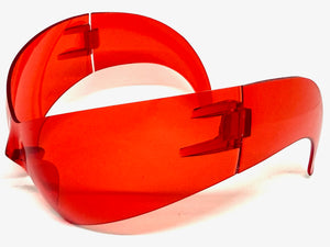 Oversized Space Futuristic Robotic Cyclops Shield Costume Party SUNGLASSES Huge Red Lens 2170