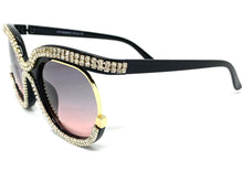 Oversized Classic Vintage Retro Style SUNGLASSES Square Bling Black Frame 49095